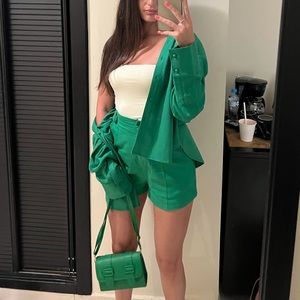 Green Meshki Button Down with FREE MATCHING PURSE